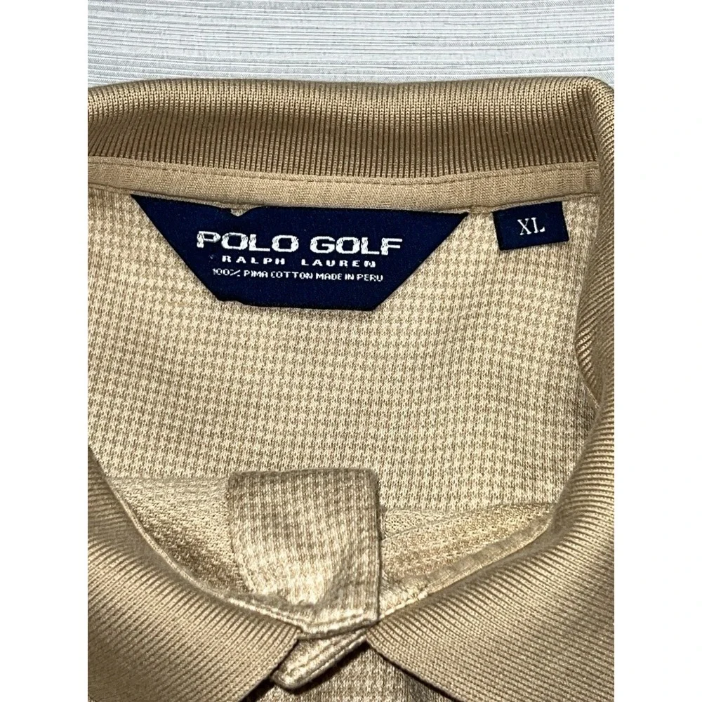 Polo Ralph Lauren Shirt Men Size XL Tan Gold Short Sleeve Classic Fit Logo Adult
